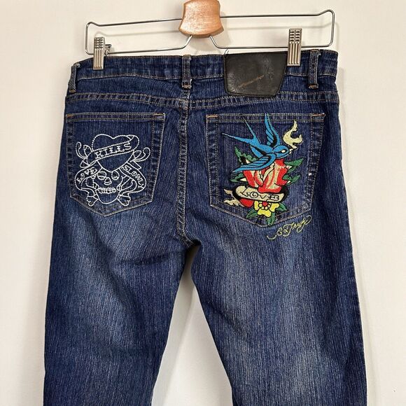 Ed Hardy X Christian Audigier Capri Jeans Love Kills Slowly Vintage 11 30x21 - Picture 7 of 11